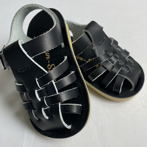 SUN-SAN Sailor Salt Water Sandals Black Size 18 EU 3 US Leather New In Box NWT - Picture 5 of 11